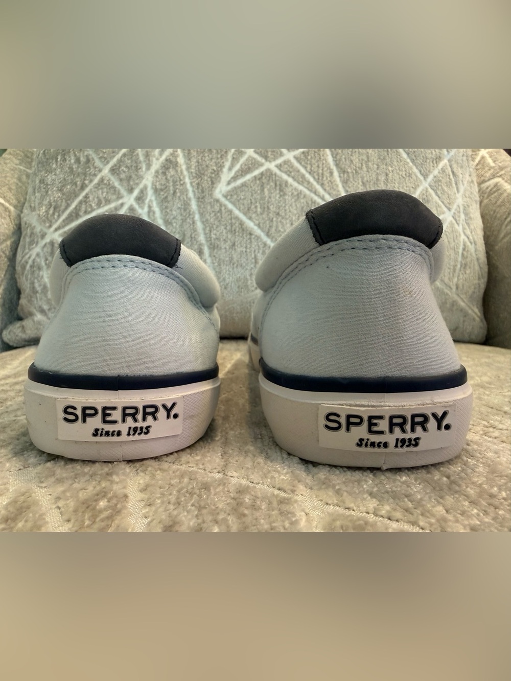 Sperry Men's Light Blue, White, & Navy Slip-On Boat Shoes